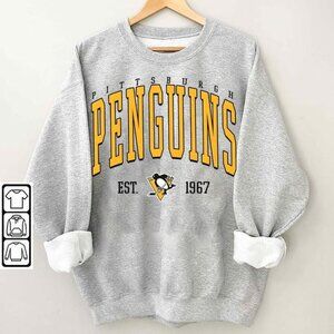 Pittsburgh Penguins NHL Hockey Shirt Retro Tee Vintage Ash Grey 1967 richardinc